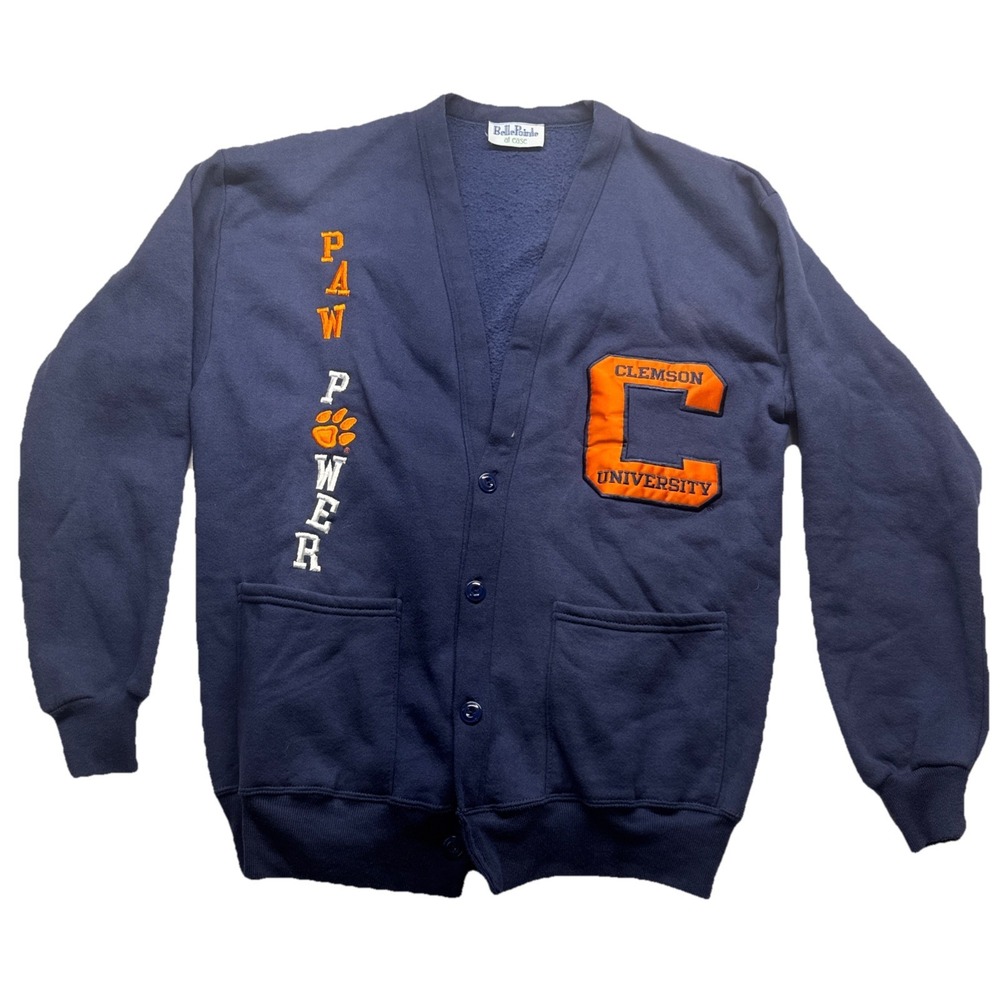 VTG Clemson Tigers Bellepointe Womens Letterman Cardigan Sweater Large College